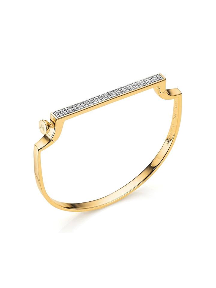 Monica Vinader Signature Thin Diamond Bangle - Gold