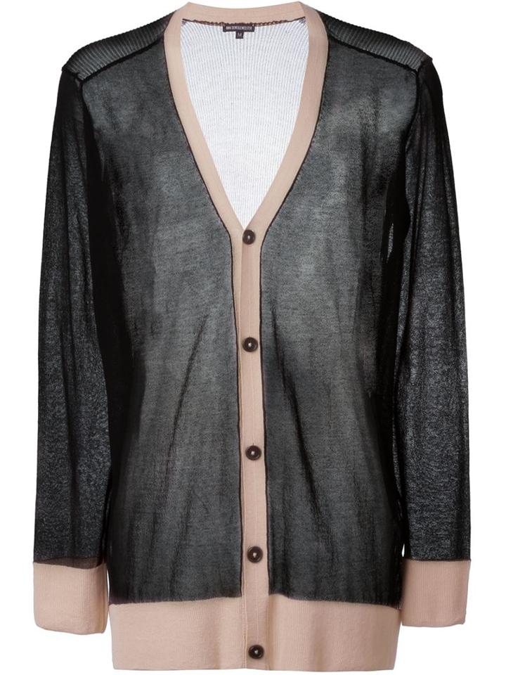 Ann Demeulemeester Contrast Trim Sheer Cardigan