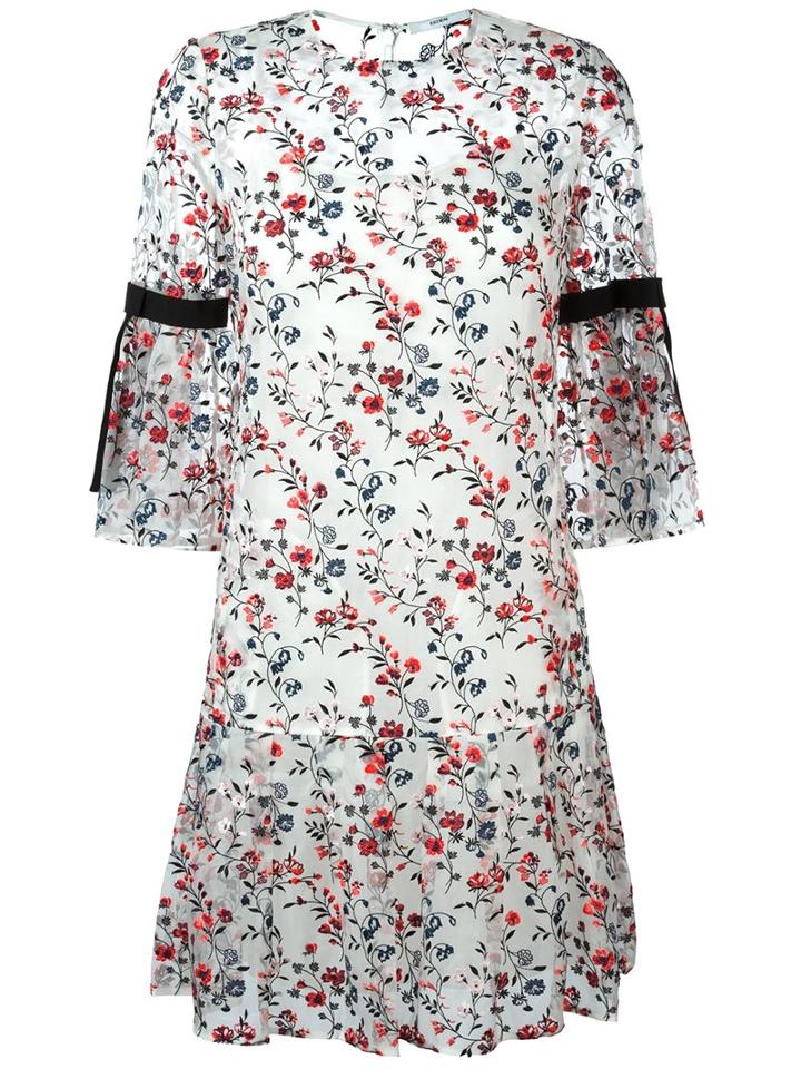 Erdem Sheer Floral Shift Dress, Women's, Size: 10, White, Silk