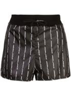 Off-white Logo Print Pinstripe Track Shorts - Black