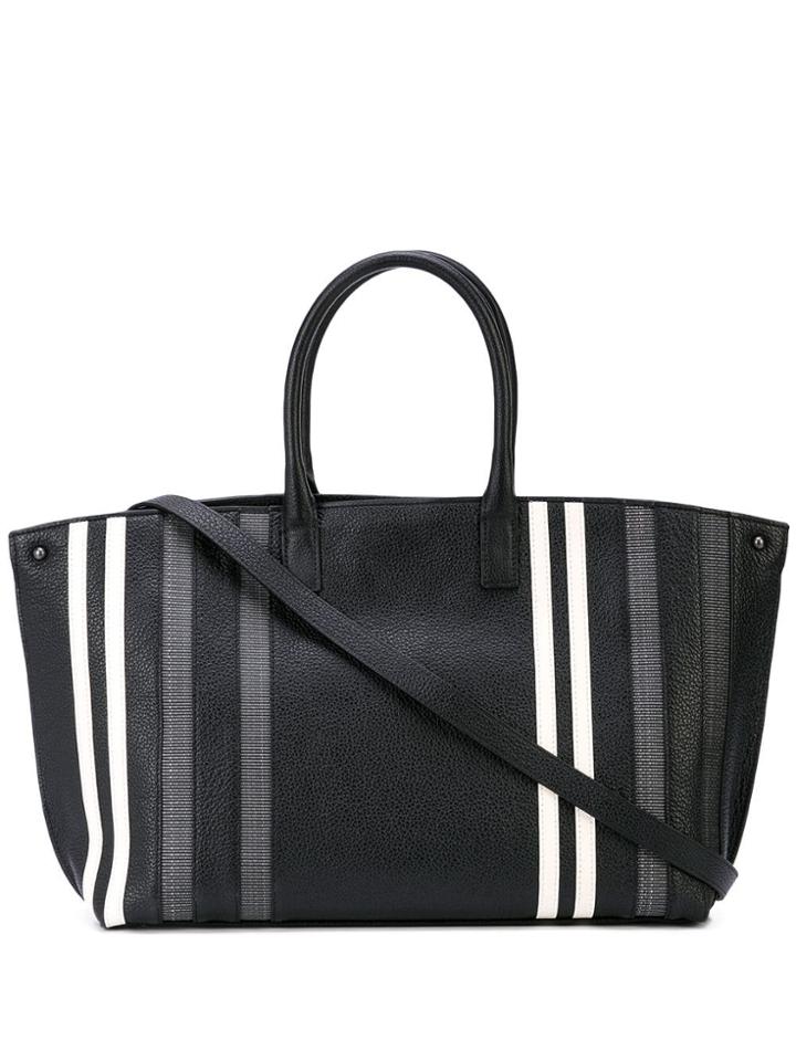 Akris Convertible Striped Tote - Black