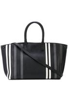 Akris Convertible Striped Tote - Black