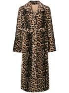 Yves Salomon Leopard Print Fur Coat - Neutrals