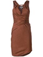 Jacquemus Draped V-neck Mini Dress - Brown