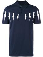 Neil Barrett Lightning Prints Polo Shirt - Blue