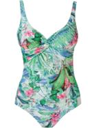 Lygia & Nanny Foliage Print Open Back Swimsuit, Women's, Size: 48, Green, Polyamide/spandex/elastane