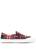 Thom Browne Tb Tartan Brogued Slip-on Trainer - Red