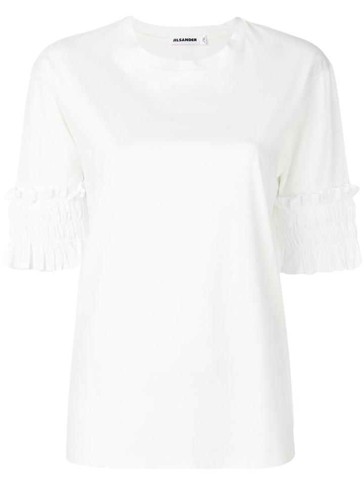 Jil Sander Frill-trim Fitted T-shirt - White
