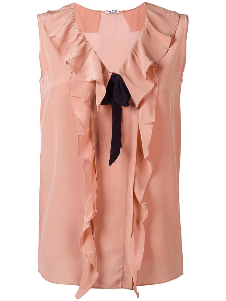 Miu Miu Ruffled Blouse, Women's, Size: 42, Pink/purple, Silk