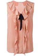 Miu Miu Ruffled Blouse, Women's, Size: 42, Pink/purple, Silk