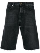 Saint Laurent Stonewashed Denim Shorts - Black