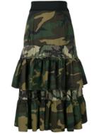 Gina Camouflage Print Ruffled Skirt - Green