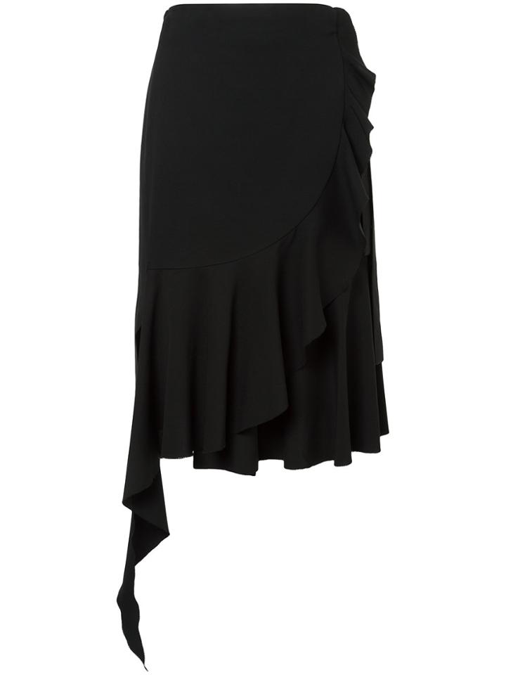 Goen.j Ruffle-trimmed Georgette Wrap Skirt - Black