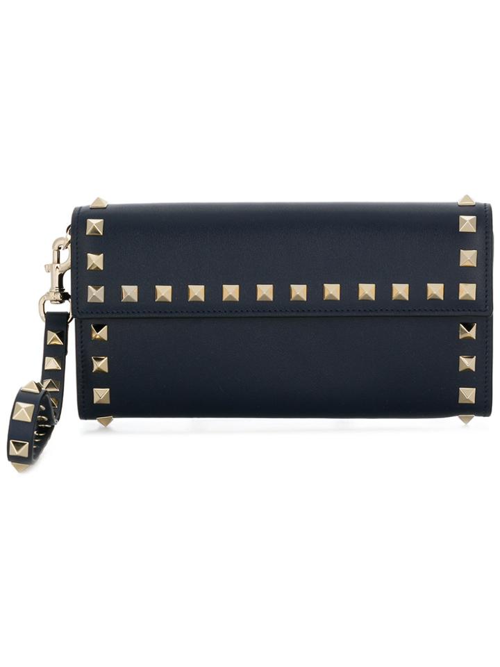 Valentino Rockstud Flap Continental Wallet - Blue