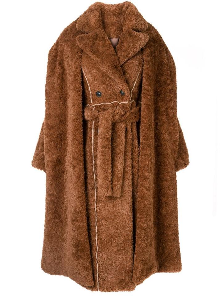 Ruban Layered Faux-fur Coat - Brown