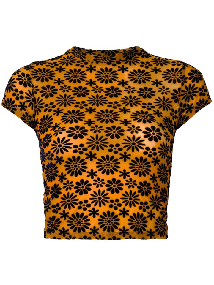 Eckhaus Latta Floral Print T-shirt - Yellow & Orange