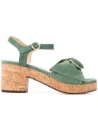 Tila March Brass Ring Platform Deia Sandals - Green