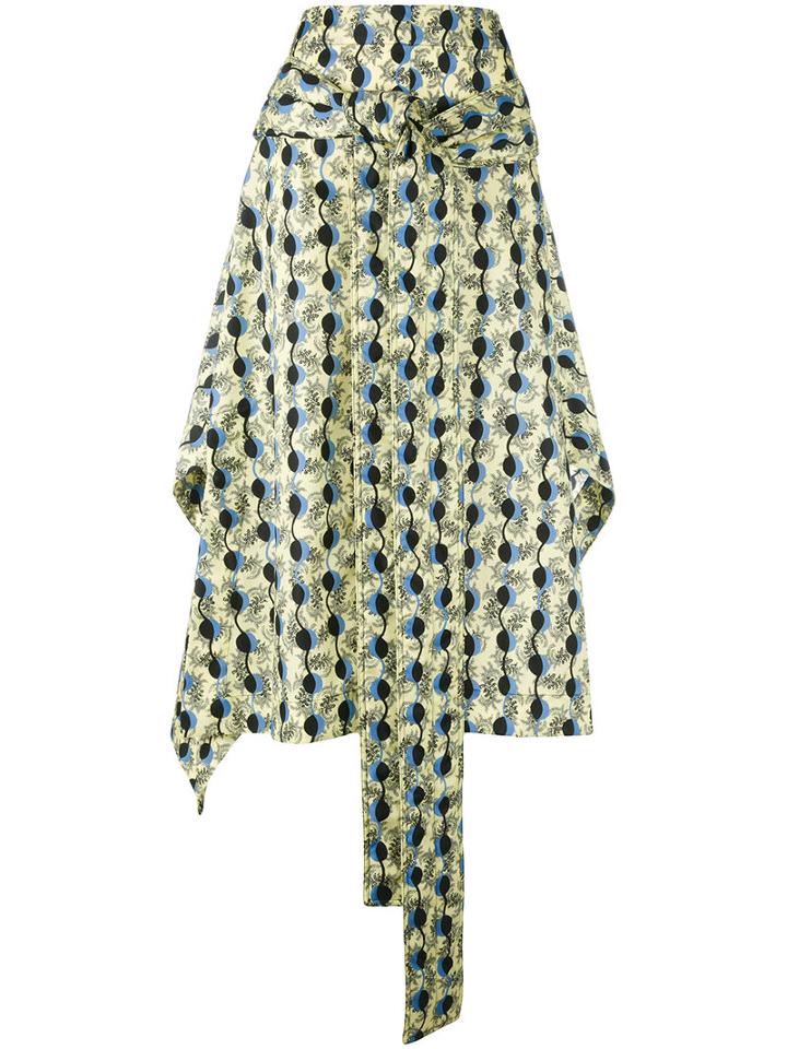 Marni - Garland Print Asymmetric Skirt - Women - Nylon - 40, Yellow/orange, Nylon