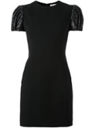 Saint Laurent Puffball Sleeve Mini Dress, Women's, Size: 40, Black, Silk/polyester/wool