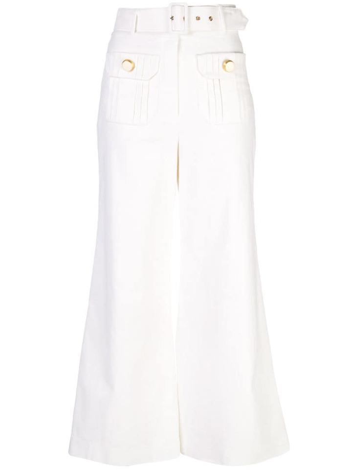 Alexis Cropped Wide Leg Trousers - White