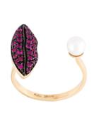 Delfina Delettrez 'lips Piercing' Ruby Ring, Women's, Size: 53, Pink/purple