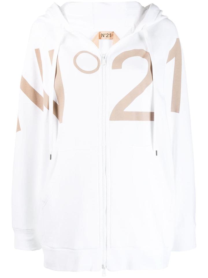 Nº21 Logo Zip Hoodie - White