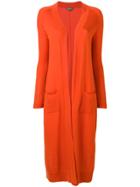 N.peal Long Open Front Cardigan - Orange