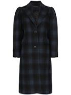 Blindness Single-breasted Check Wool Coat - Black