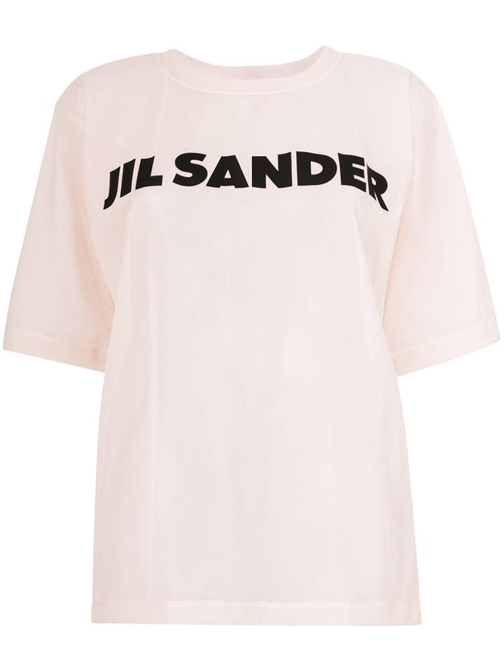 Jil Sander Sheer Logo Print T-shirt - Pink & Purple