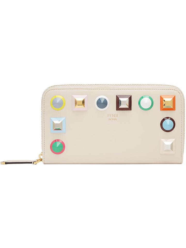 Fendi Geometric Stud Wallet - Nude & Neutrals
