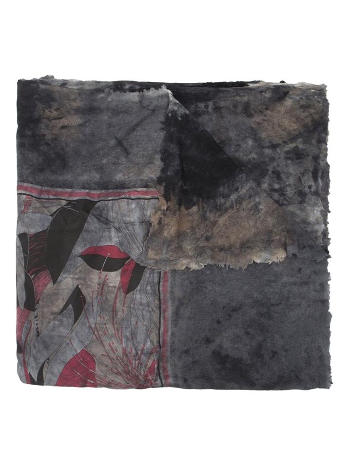 Avant Toi Floral Print Scarf, Women's, Grey, Silk/cashmere