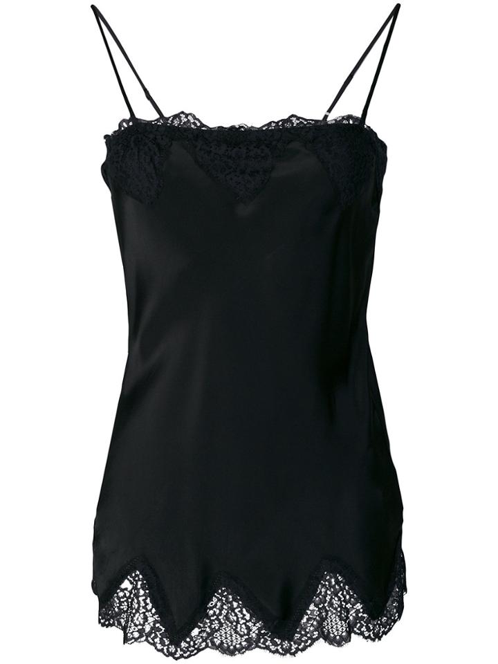 Semicouture Satin Square Neck Cami Top - Black