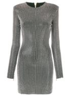 Balmain Structured Shoulder Dress - Metallic