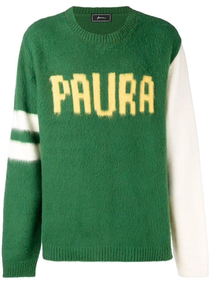 Paura Logo Colour Block Jumper - Green