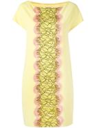 Boutique Moschino - Lace Insert Dress - Women - Cotton/polyamide/polyester/triacetate - 40, Yellow/orange, Cotton/polyamide/polyester/triacetate
