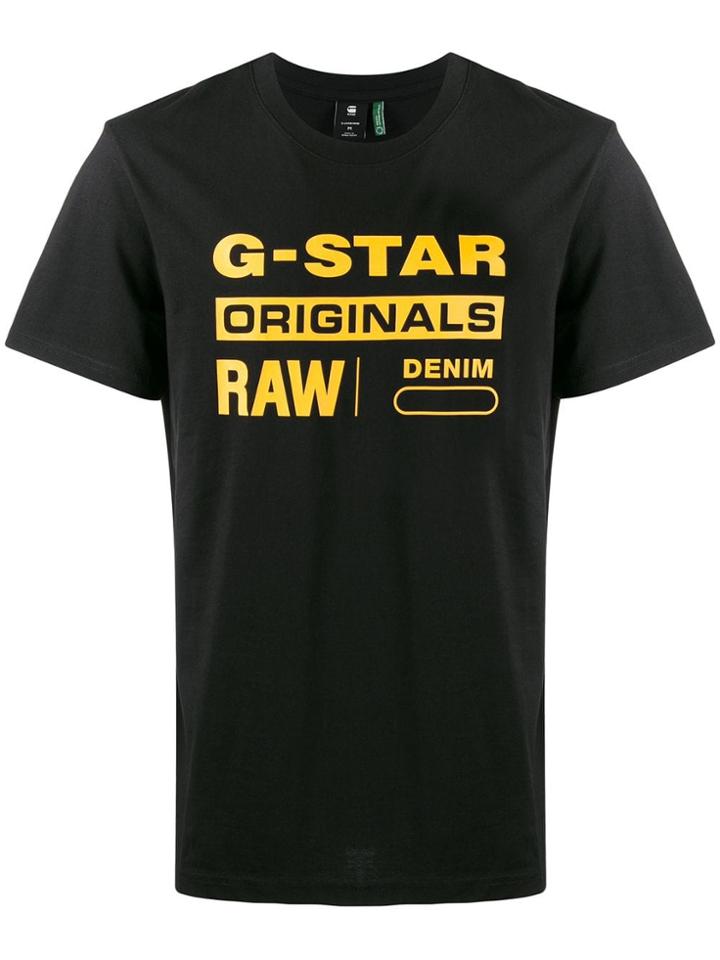 G-star Raw Research Logo Print Crew Neck T-shirt - Black