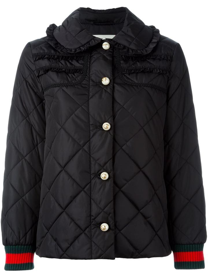 Gucci Ribbed Cuffs Puffer Jacket - Black