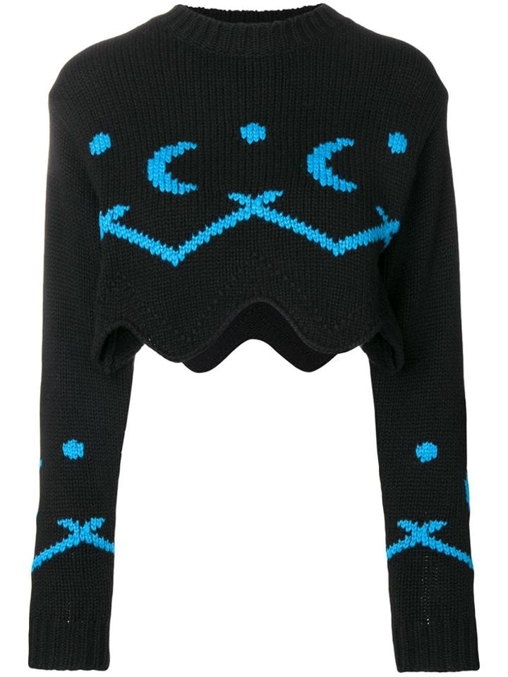 Alanui Cropped Asymmetric Sweater - Black