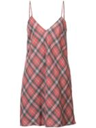 Adaptation - Tartan Print V-back Slip Dress - Women - Cotton/polyurethane - S, Red, Cotton/polyurethane