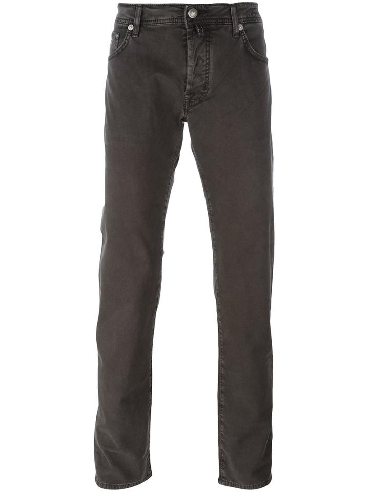 Jacob Cohen Straight Leg Trousers, Men's, Size: 33, Grey, Cotton/modal/spandex/elastane