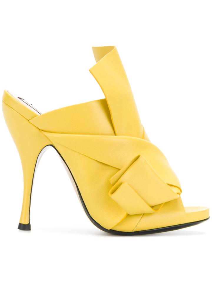 No21 Abstract Bow Stiletto Mules - Yellow & Orange