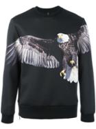 Neil Barrett Eagle Print Sweatshirt, Men's, Size: Large, Black, Polyester/polyurethane/viscose