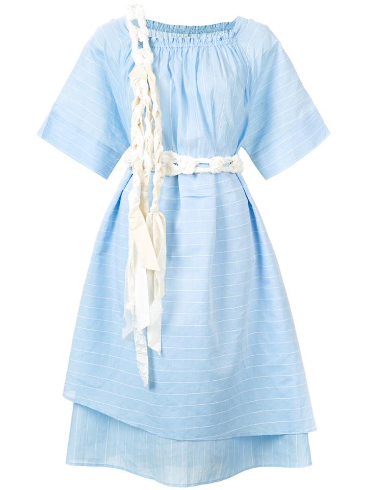 Renli Su Knotted Strap Dress, Women's, Size: Small, Blue, Linen/flax/cotton