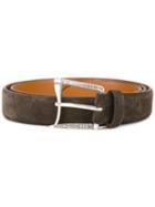 D'amico Curved Buckle Belt, Men's, Size: 100, Brown, Calf Leather