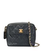 Chanel Vintage Caviar Skin Turn-lock Square Chain Bag - Blue