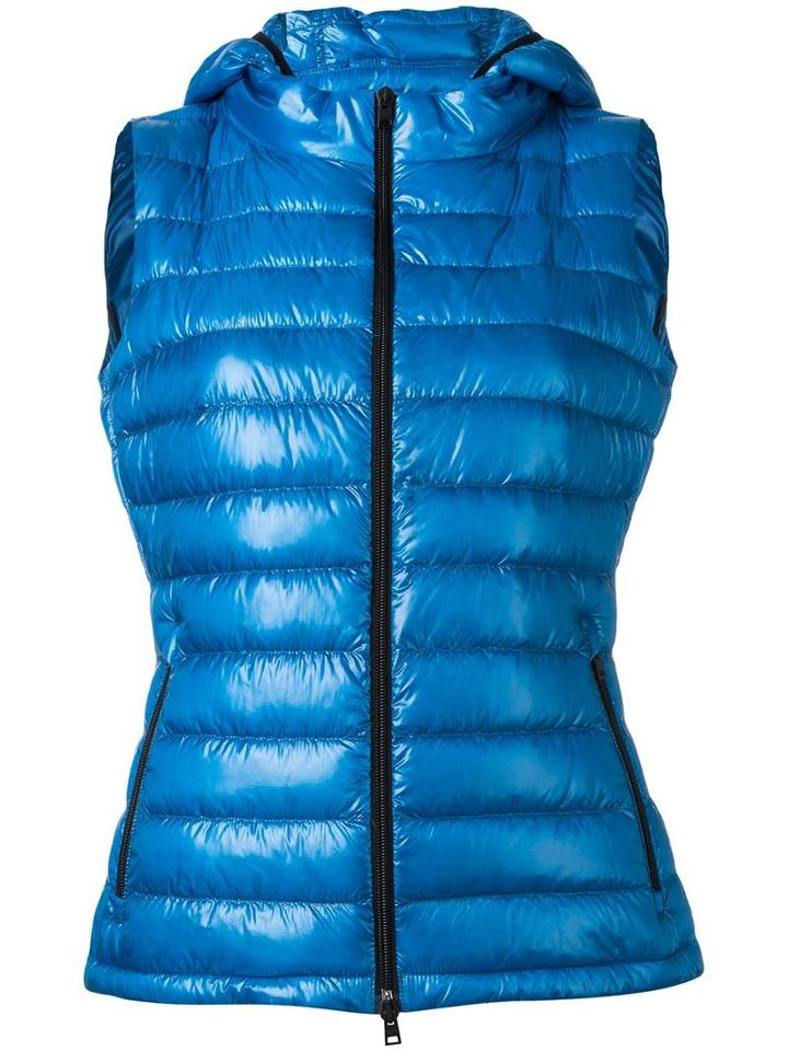 Herno Zipped Hooded Jacket, Women's, Size: 40, Blue, Polyamide/polyimide/goose Down/spandex/elastane