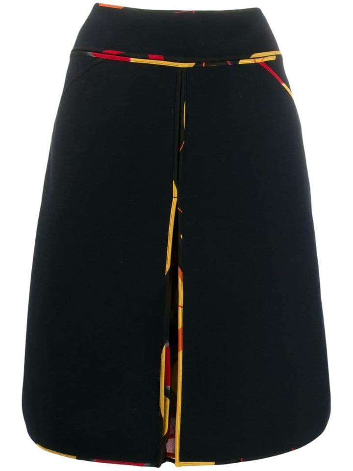 Fendi Pre-owned 2000's Contrasting Silk Piping Skirt - Black