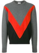 Ami Paris Tricolor Crew Neck Sweater With Contrasted Bands - Grey