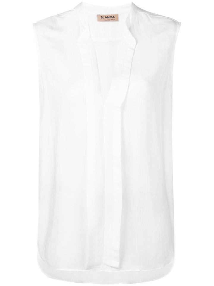 Blanca V-neck Sleeveless Blouse - White