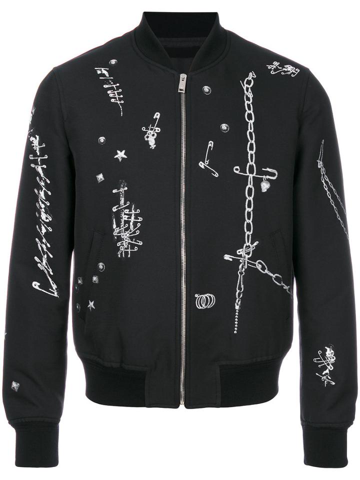 Alexander Mcqueen - Embroidered Bomber Jacket - Men - Cotton/polyester/viscose/wool - 50, Black, Cotton/polyester/viscose/wool